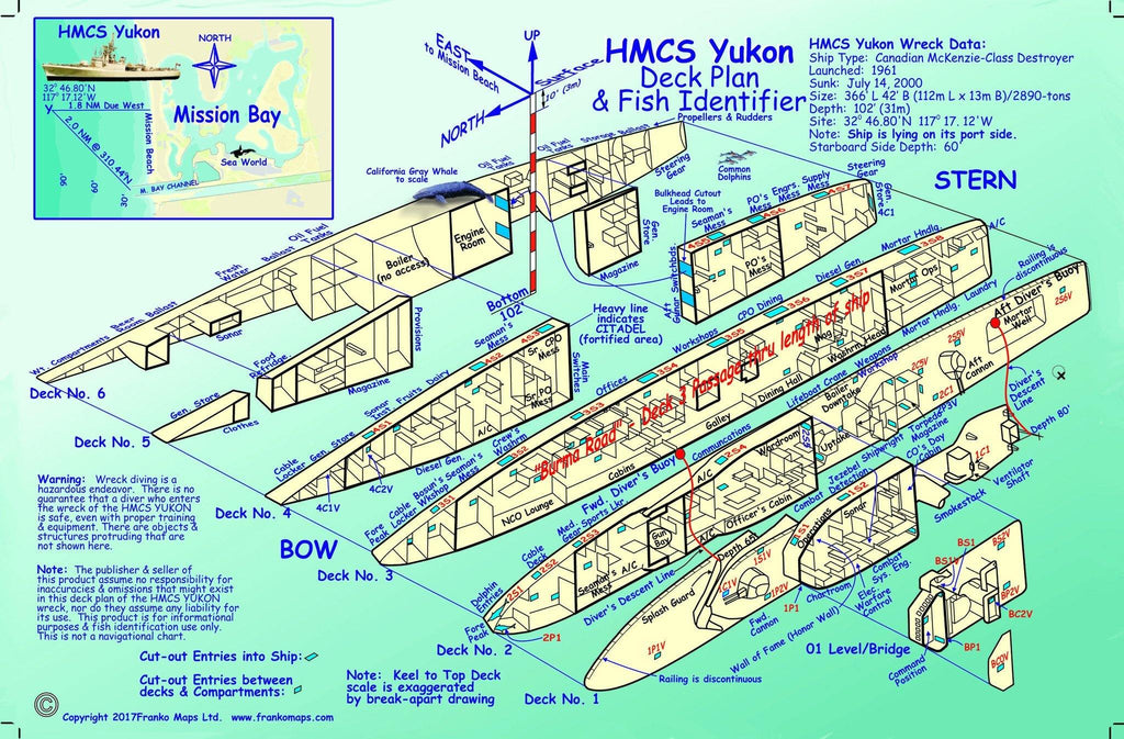 HMCS Yukon Wreck Card from Franko Maps