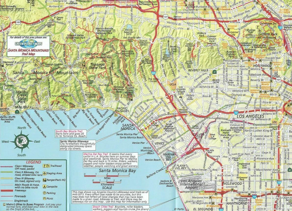Los Angeles County Bikeways & Trails Map - Frankos Maps